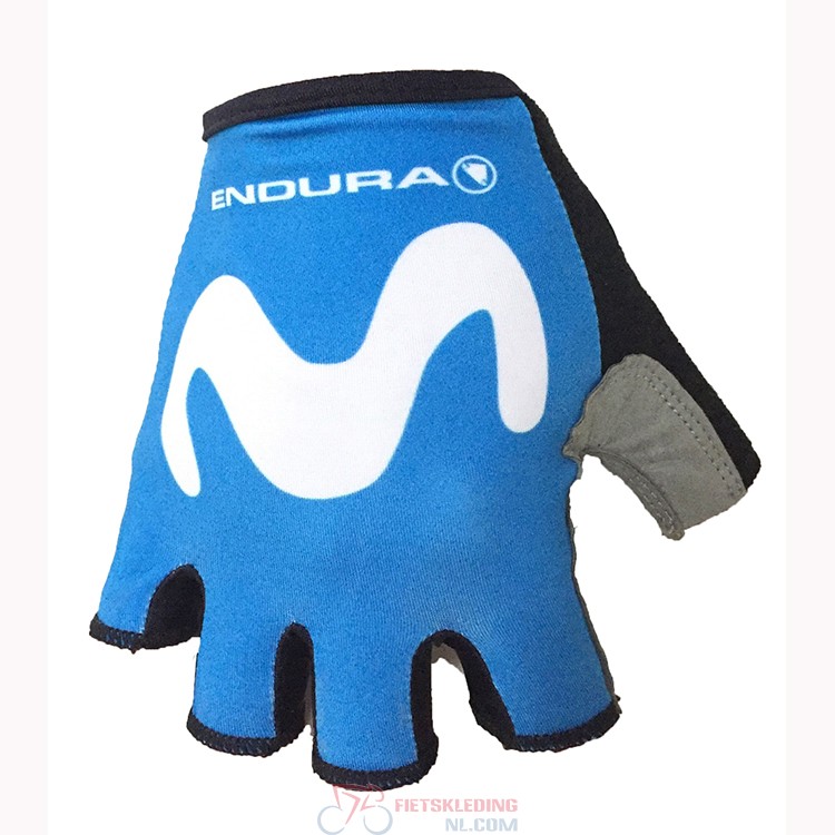 2018 Movistar Korte Handschoenen Blauw Wit